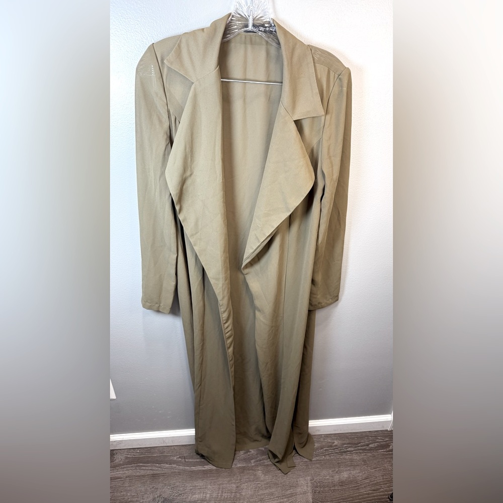 Naked Wardrobe Women's Olive Green Long Sheer Duster Lightweight Sweater Small